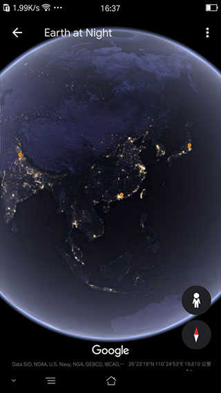 手机谷歌地球的夜景模式教程