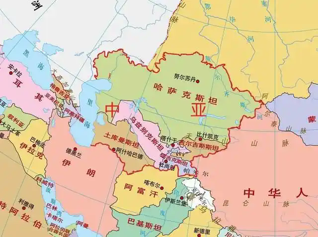 中亚五国地图