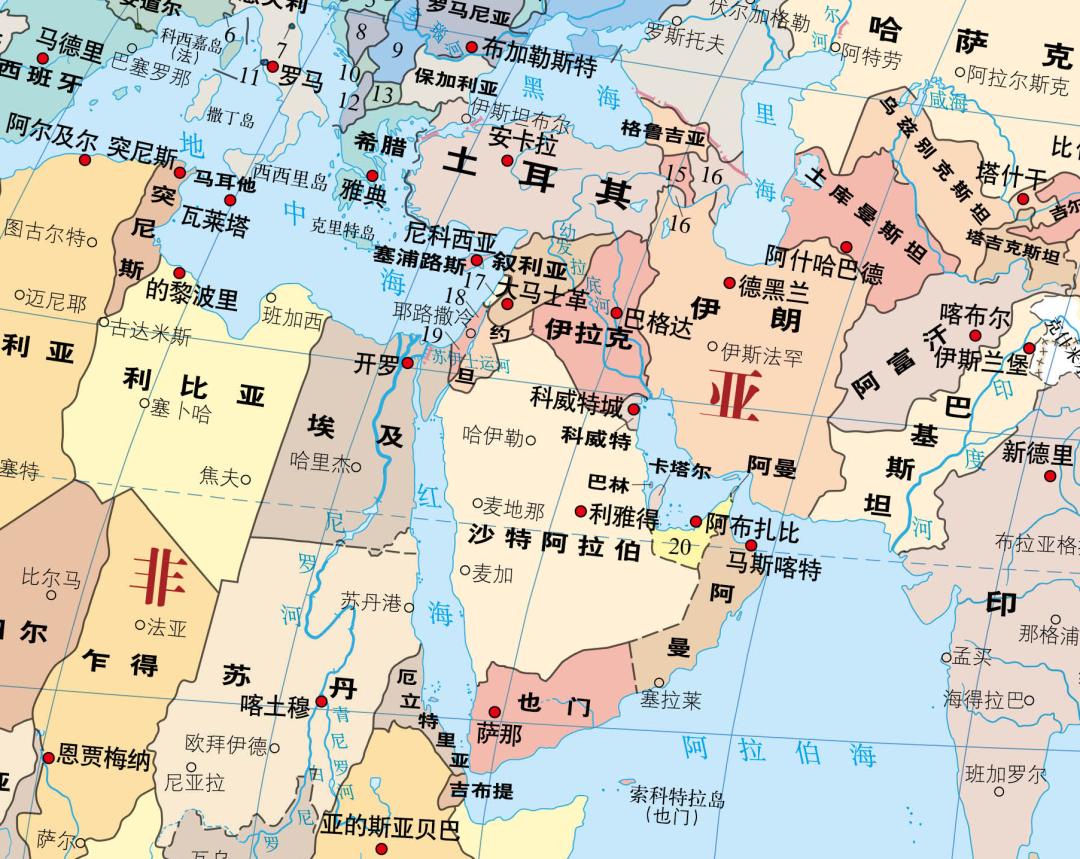 中东地图中文版