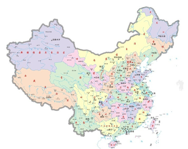 中国省份地图