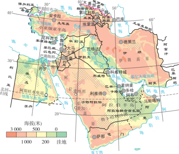 中东地区地图