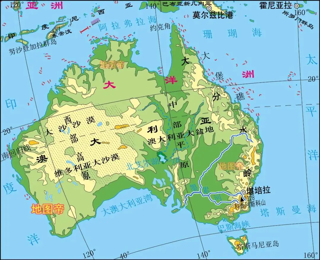澳洲地图全图高清版