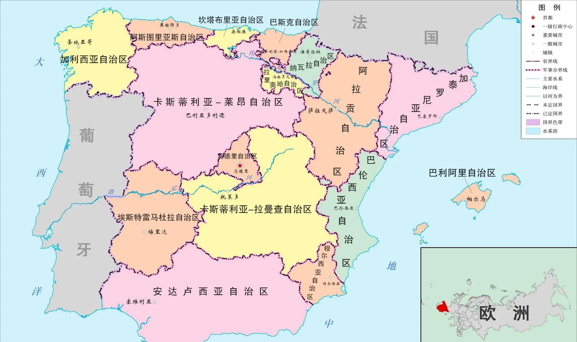 西班牙地图高清版大图