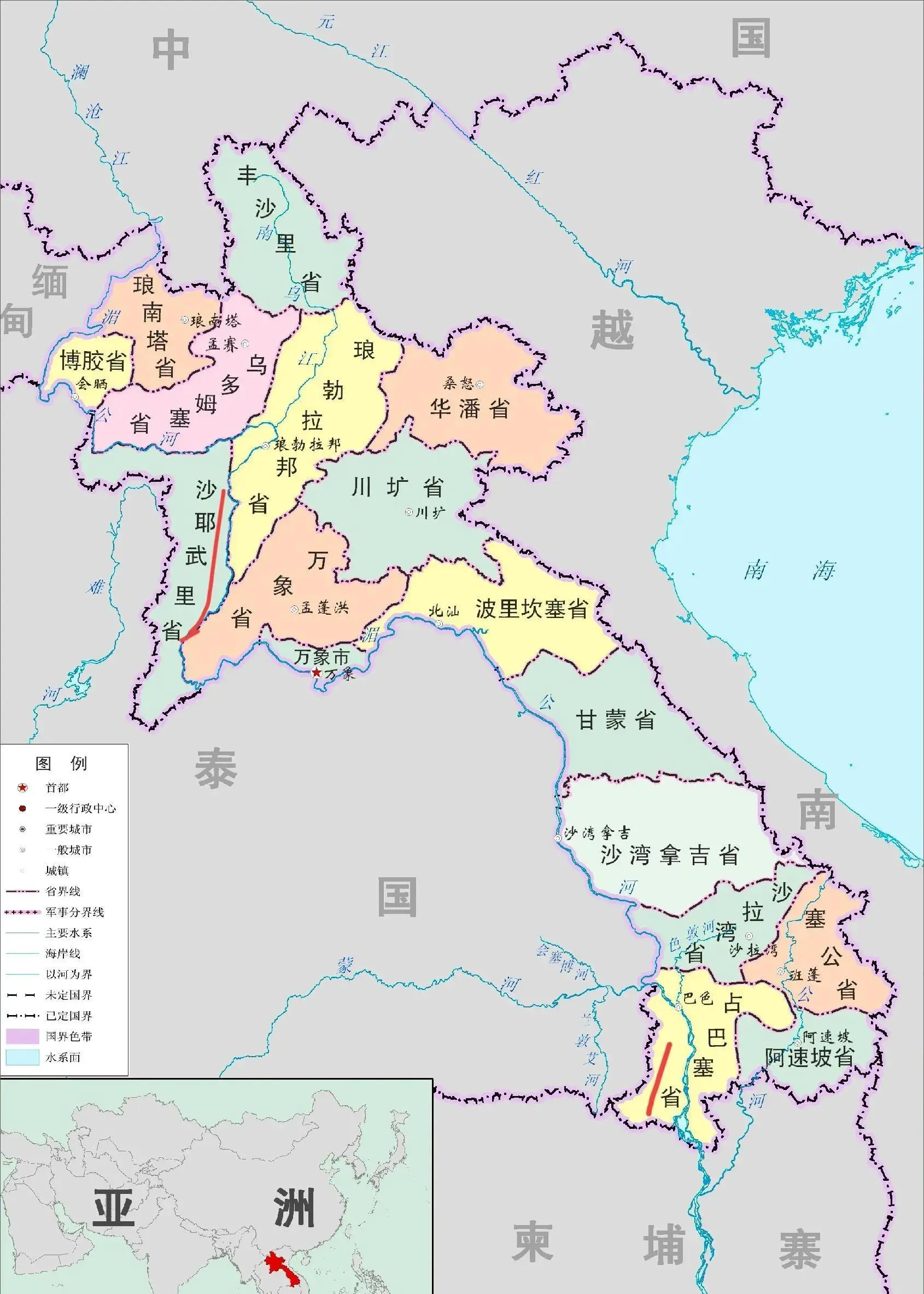 老挝地图高清版大图