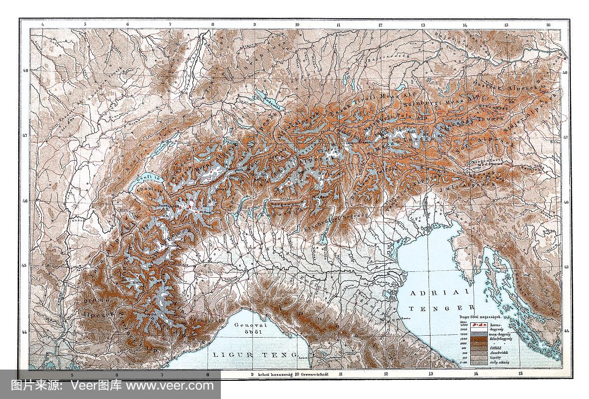 阿尔卑斯山脉地图高清版大图