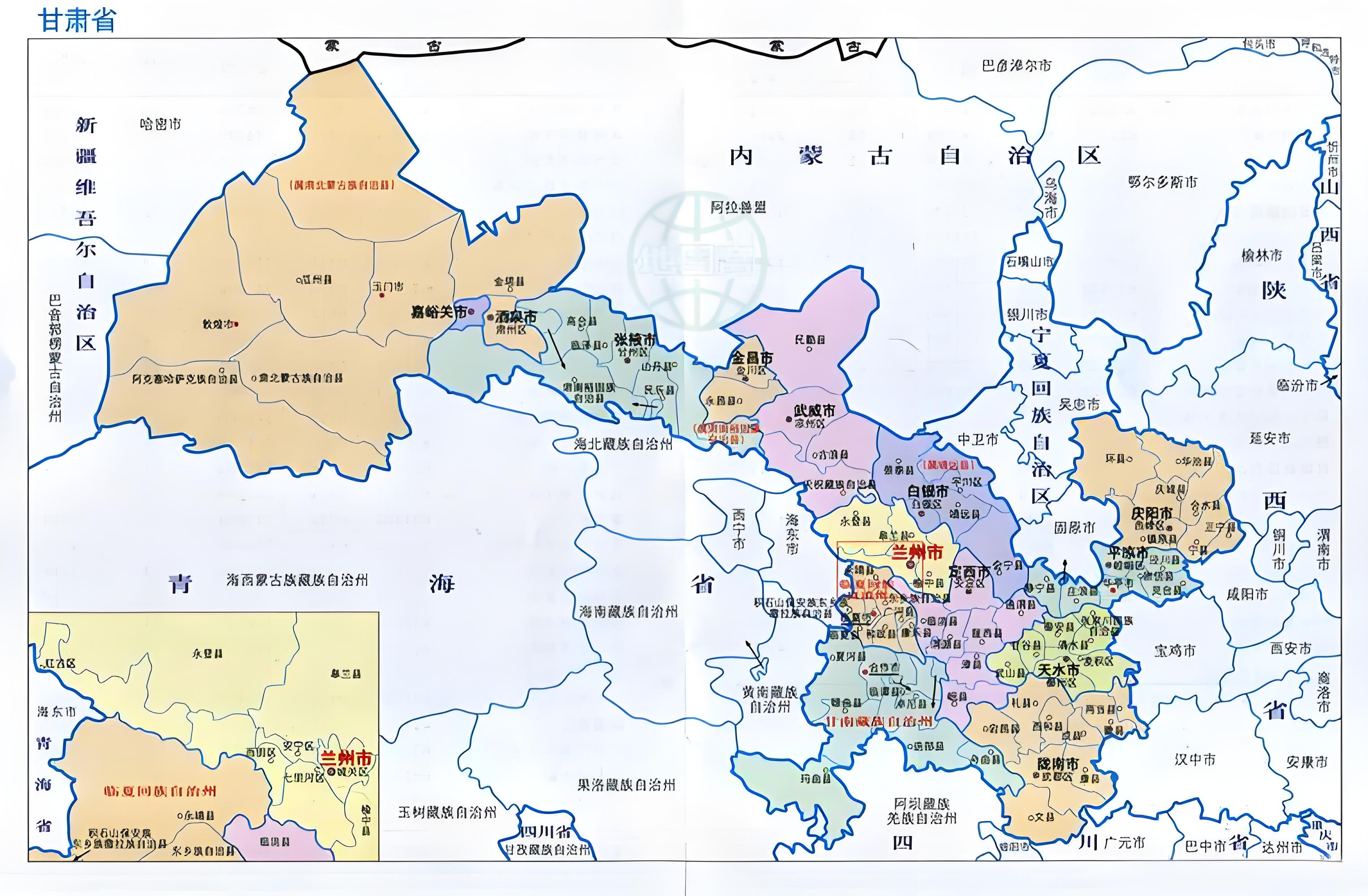 青海省甘肃省地图
