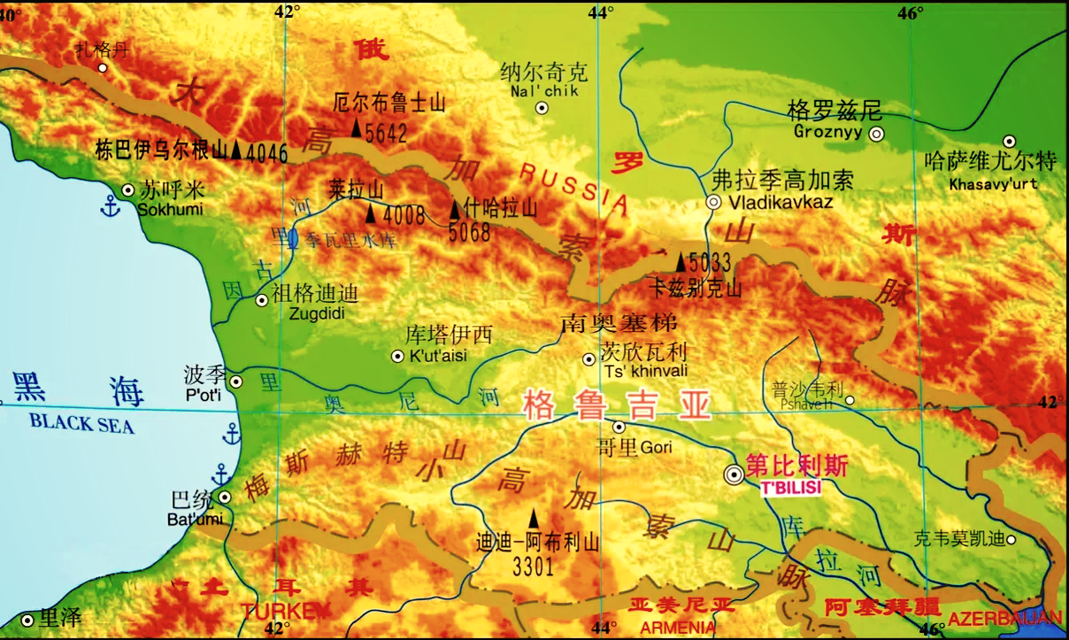 格鲁吉亚地图中文版