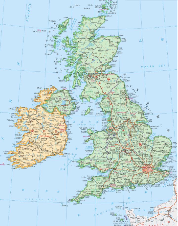 英国地图中文版可放大