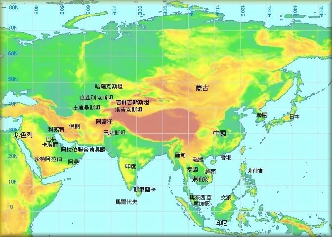 亚洲地图中文版