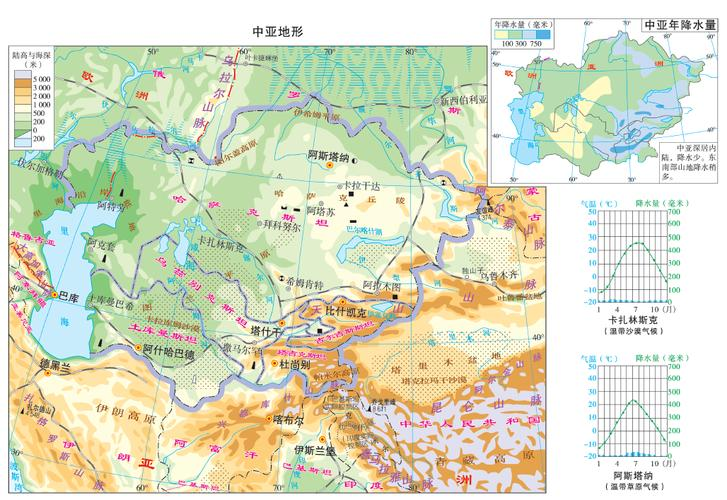 中亚地区地图