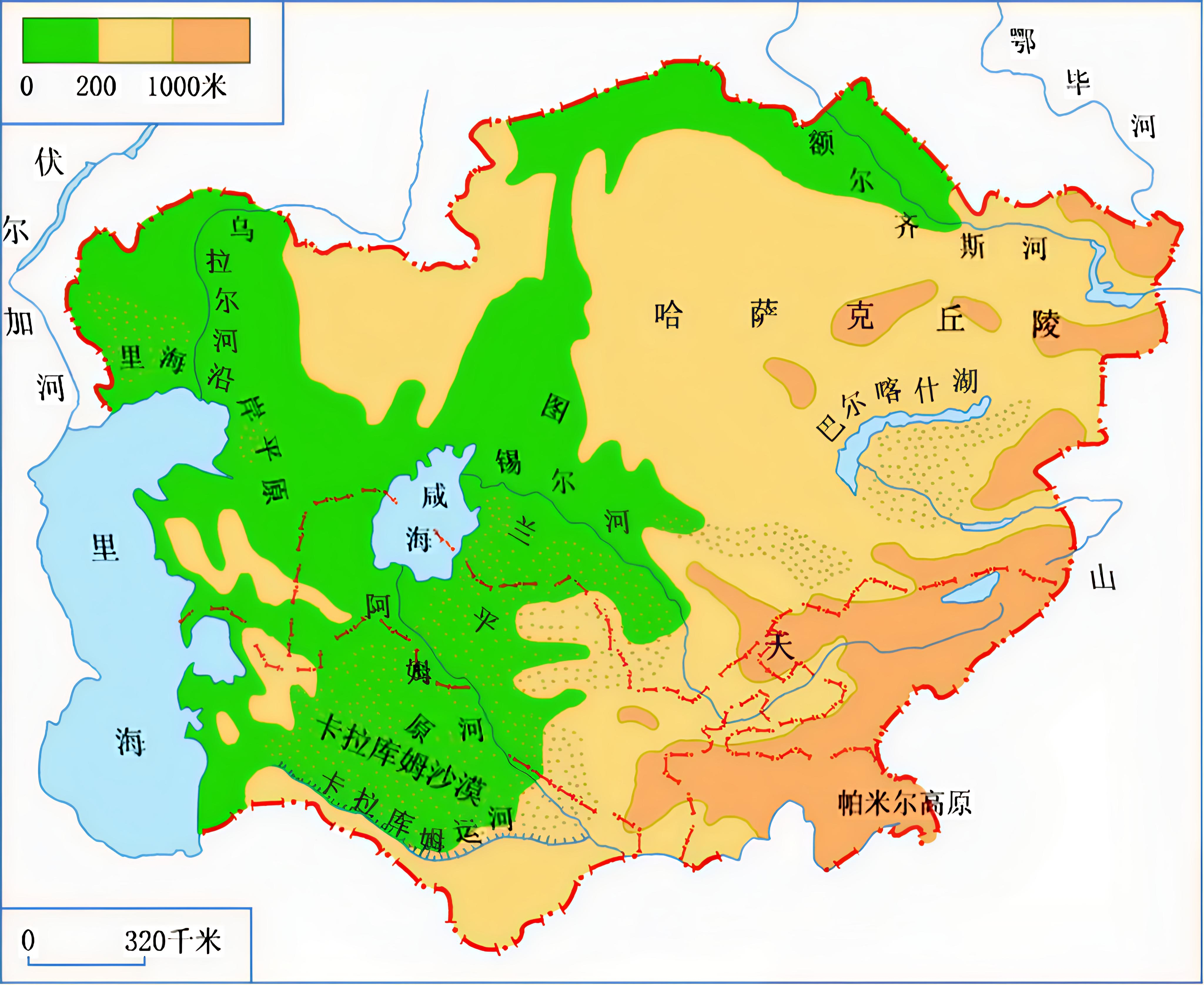 中亚地区地图