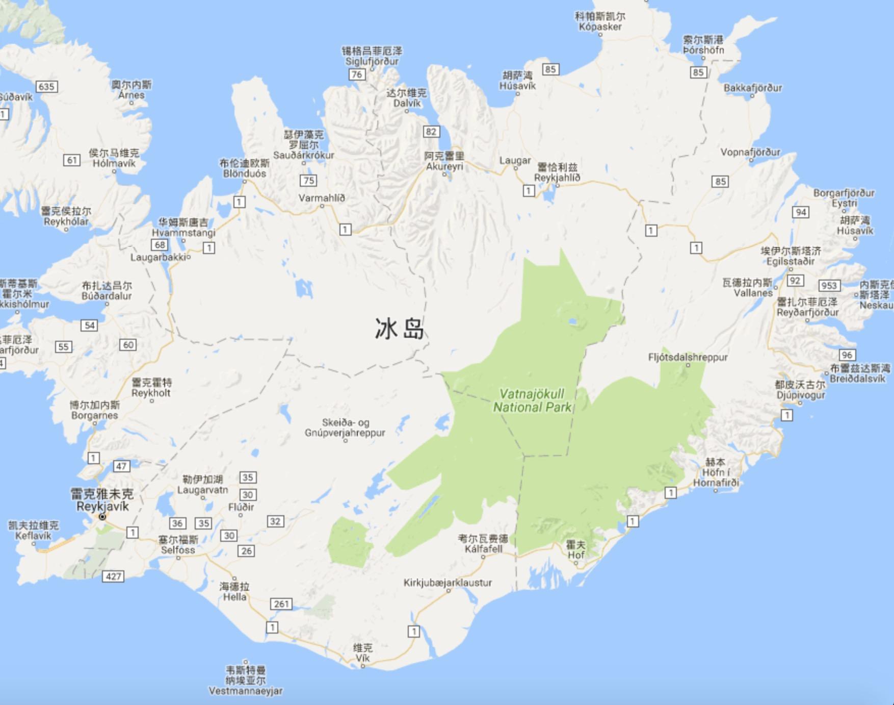 冰岛地图