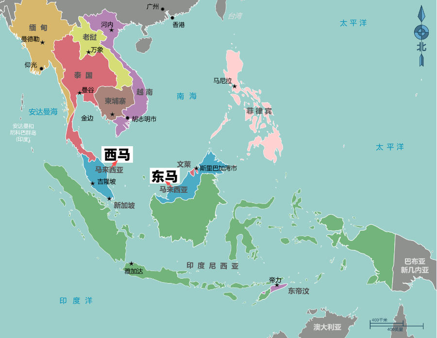 东马来西亚地图