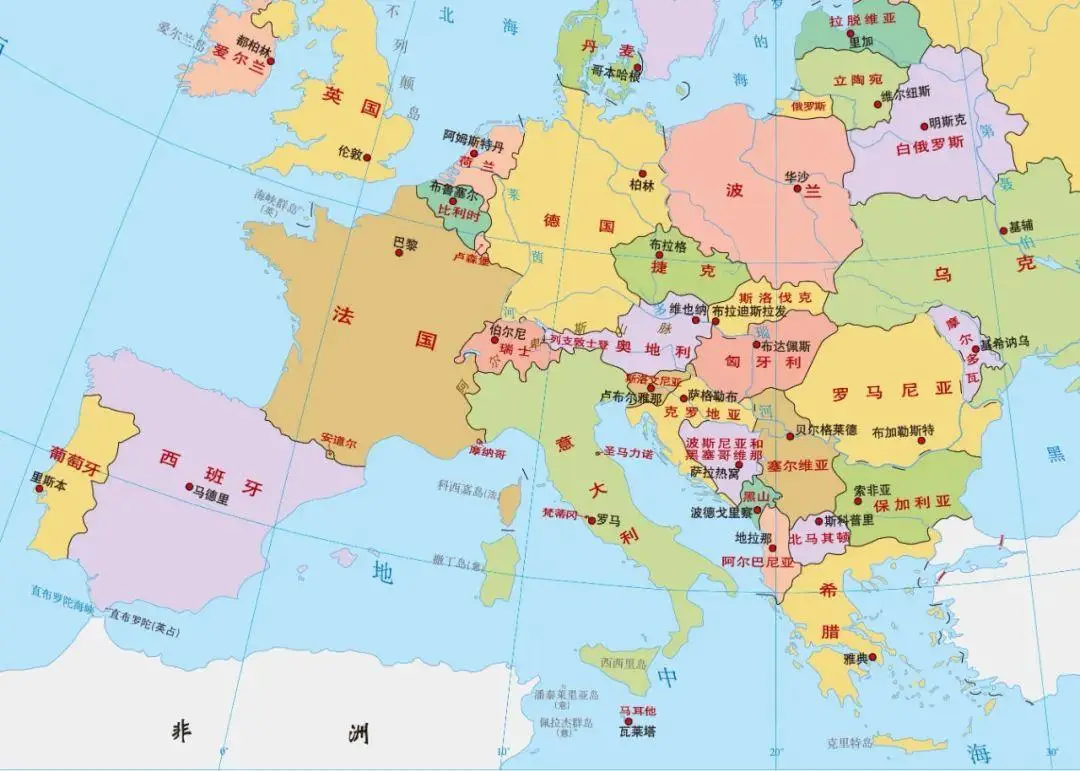 欧洲地图中文版全图